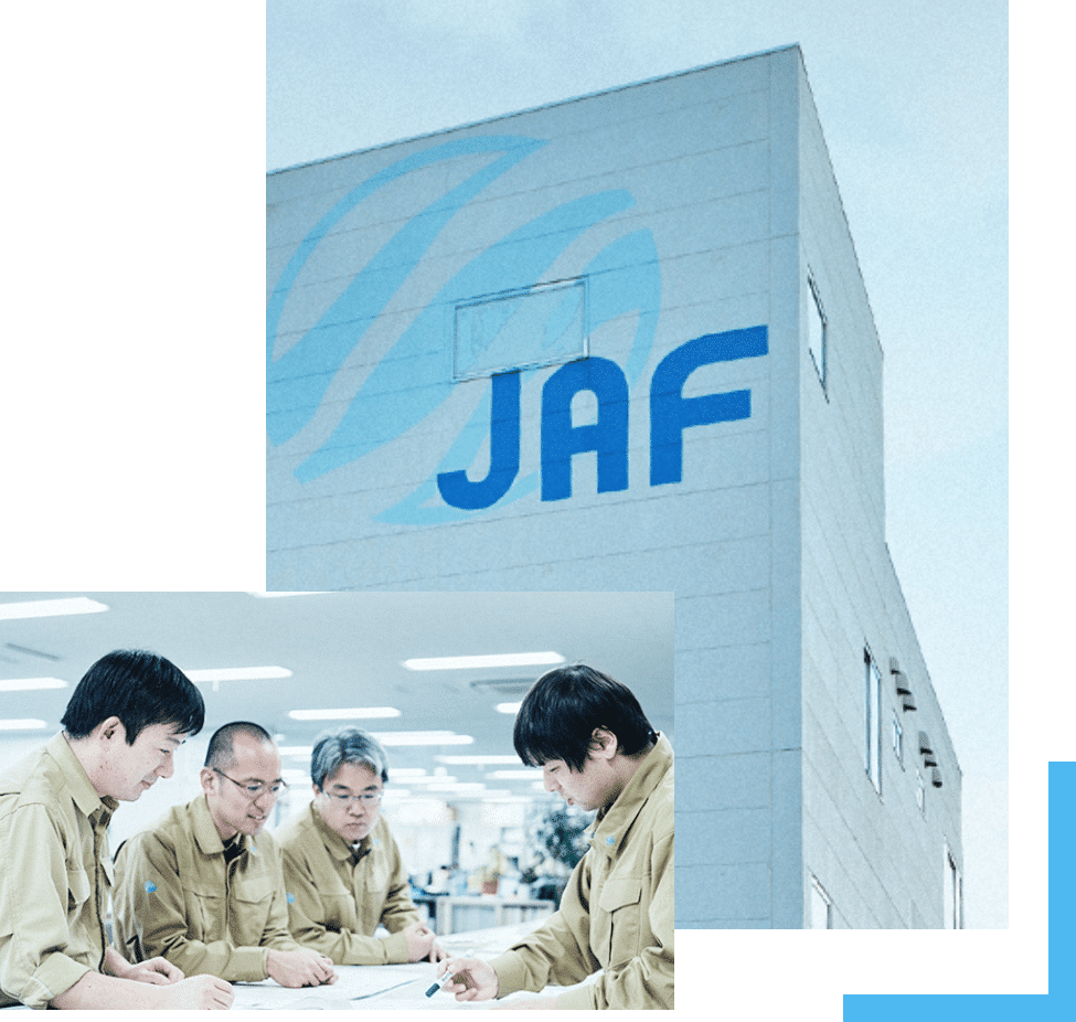 JAF headquarter in Japan with JAF logo- business since 1960 with strong R&D team